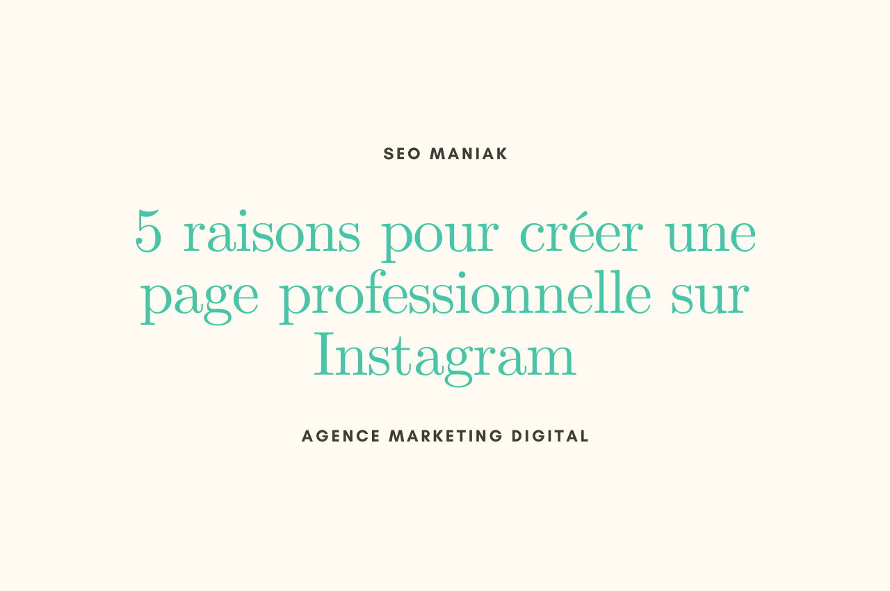 5 raisons pour créer une page professionnelle sur Instagram