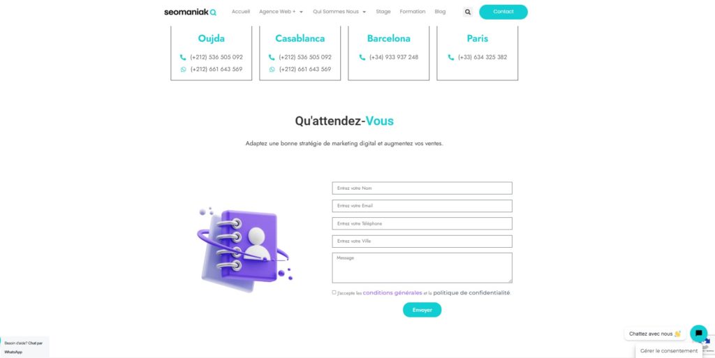 Page de contact seomaniak
