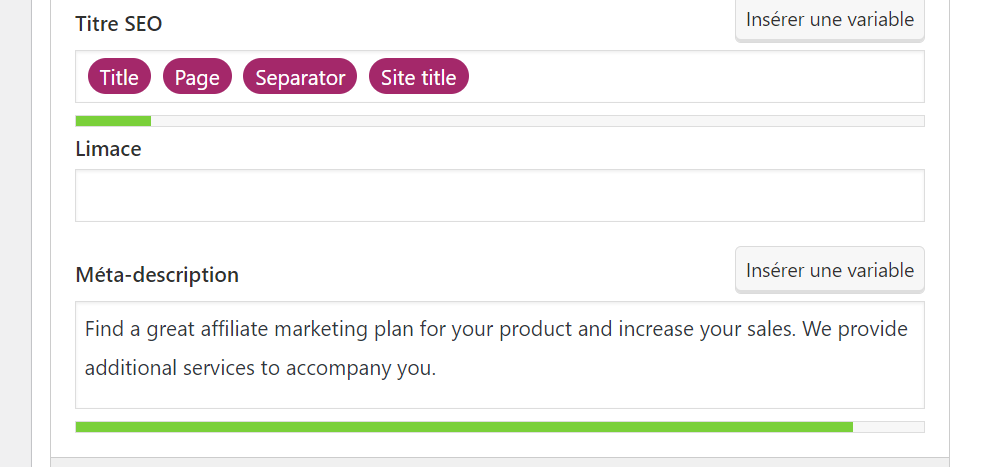 titre et description pour le développement wordpress