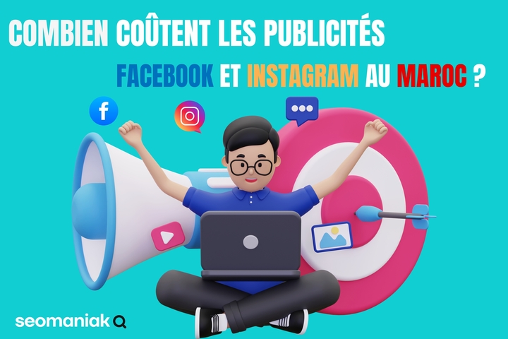 Illustration colorée représentant le coût des publicités sur Facebook et Instagram au Maroc