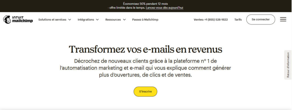 Capture d’écran de Mailchimp utilisée pour automatiser une stratégie marketing