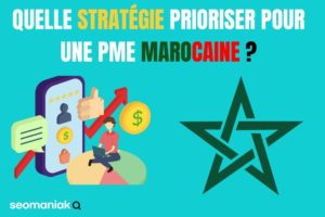 Illustration sur fond turquoise montrant la question "Quelle stratégie prioriser pour une PME marocaine ?"