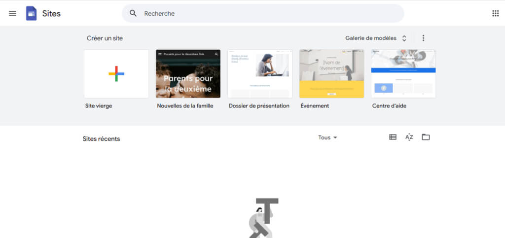 Aperçu de l’interface Google Sites utilisée pour créer un site web professionnel au Maroc gratuitement